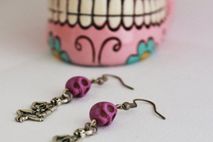 Purple Sugar Skull Day of the Dead Earrings