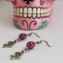 Purple Sugar Skull Day of the Dead Earrings