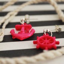 Anchor and Helm Nautical Rockabilly Earrings