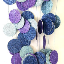 Navy Purple Sky Sparkle Paper Dot Garland - 20 foot length