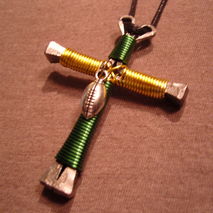 Green Bay Packers style Discpiles Cross Necklace