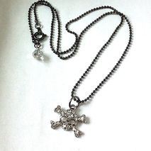 Little skull and crossbones necklace, gothic necklace, Halloween