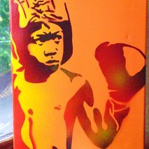 boxer 2 painting stencils & spray paints on canvas,  wall art, u