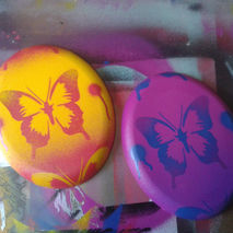 Butterfly oval canvas paintings,stencils & spray paints, pop art