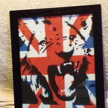 lion & union jack framed print on canvas paper,united kingdom,ro