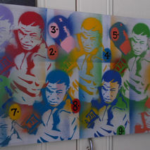 ten count tyson,urban art,pop art,stencil art on wood,boxing,pai