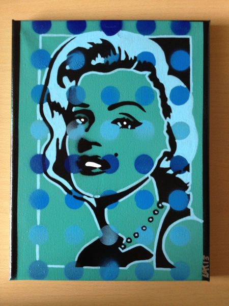 Pop Art Painting Of Marilyn Monroe On Canvas,stencils & Spraypai 