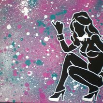 dancer painting on canvas,stencils,spraypaints,urban,dance,strip