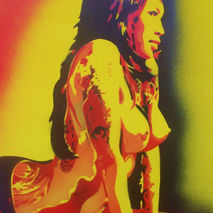 asian nude with tattoos custom painting,planet asia,stencil art