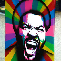 ice cube multicoloured portrait painting, hip hop, , West coast,