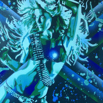 painting of women with gun on canvas,make my day,stencils & spra