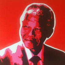 R.I.P nelson mandela painting,28 by 28 inch canvas,stencils & sp