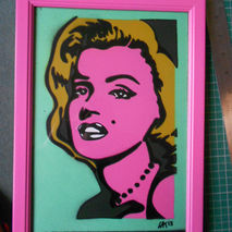 framed painting of marilyn monroe,stencil & spraypaints,pop art,