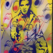 painting of elvis presley,stones v elvis,stencils & spraypaints