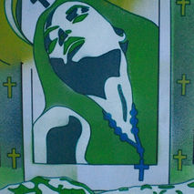 TERA IN GREEN,stencil art,graffiti art,urban art on canvas,relig