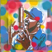 ice cube painting candy,stencil art,graffiti art,urban art on ca