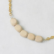 Natural wooden beaded bar necklace, bar necklace, geometric