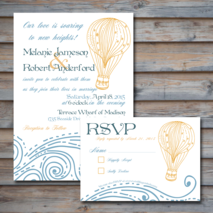 Hot Air Balloon Wedding Invitation and RSVP card