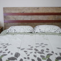 Queen size headboard made with Reclaimed Lumber and exotic wood