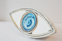 Ceramic blue eye sculpture