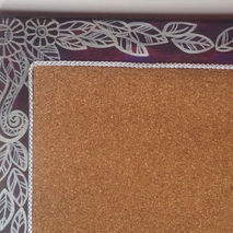 Purple and Silver Leaves Art Deco Corkboard