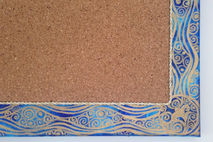 Art Deco Gold and Blue Waves Corkboard