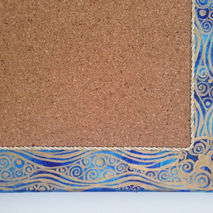 Art Deco Gold and Blue Waves Corkboard