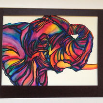 Rainbow African Elephant Watercolor