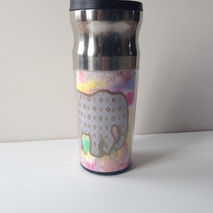 Silver Elephant Diamond & Multicolored Polka Dot Travel Cup