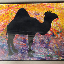 Camel at Sunset Painting