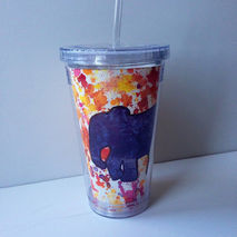 Splatter Paint Purple Elephant Travel Cup