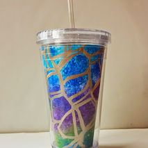 Multicolor Gold Abstract Travel Cup