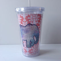 Coral Damask & Marbled Blue Elephant Travel Cup