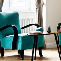 Restored turquoise art deco armchair from 1950's