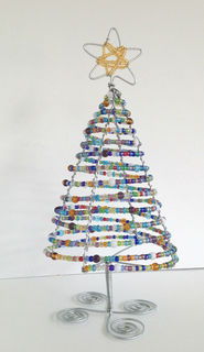 Christmas Tree - Handmade Beaded Wire Art - Zenda -African bead