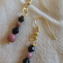 rhodonite & black glass sacred earrings