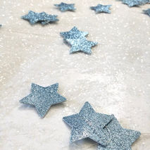 Ice Blue Sparkle Paper Star Garland - 20 foot length