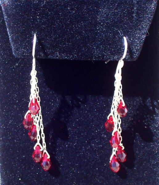 Swarovski Crystal Earrings - Red Drop Cascade - Dream Weaver Jewelry ...