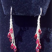 Swarovski Crystal Earrings - Red Drop Cascade