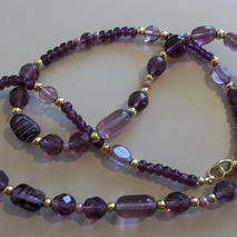 purple glass & gold necklace