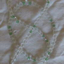 frosted glass & green crystal necklace