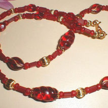 brazen red & gold bead necklace