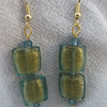 golden blue green earrings