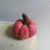 Red Orange Felted Wool Pumpkin - Fall Decor - Needle Felted Pump