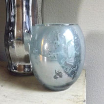 New Color! Mint Blue Mercury Glass Vase - Colored Mercury Glass