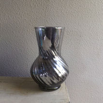 Swirled Silver Mercury Glass Vase - Ribbed Mercury Glass Decante