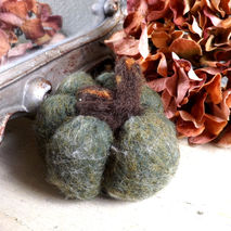 Green Felted Wool Pumpkin - Fall Decor Needle Felted Pumpkins