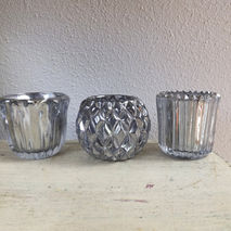 Trio of Mercury Glass Votive Candle Holder - Mercury Glass Tea L