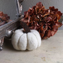 Ivory Felted Wool Pumpkin - Fall Decor Needle Felted Pumpkins