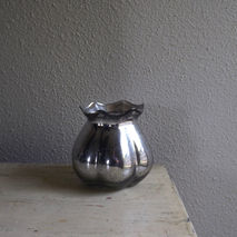 Small Unique Mercury Glass Pomegranate Shaped Bowl Vase